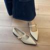 Sheepskin version~ One-pedal pointed thick heel Mary Jane shoes, light mouth one word with commuting light mouth temperament single shoes