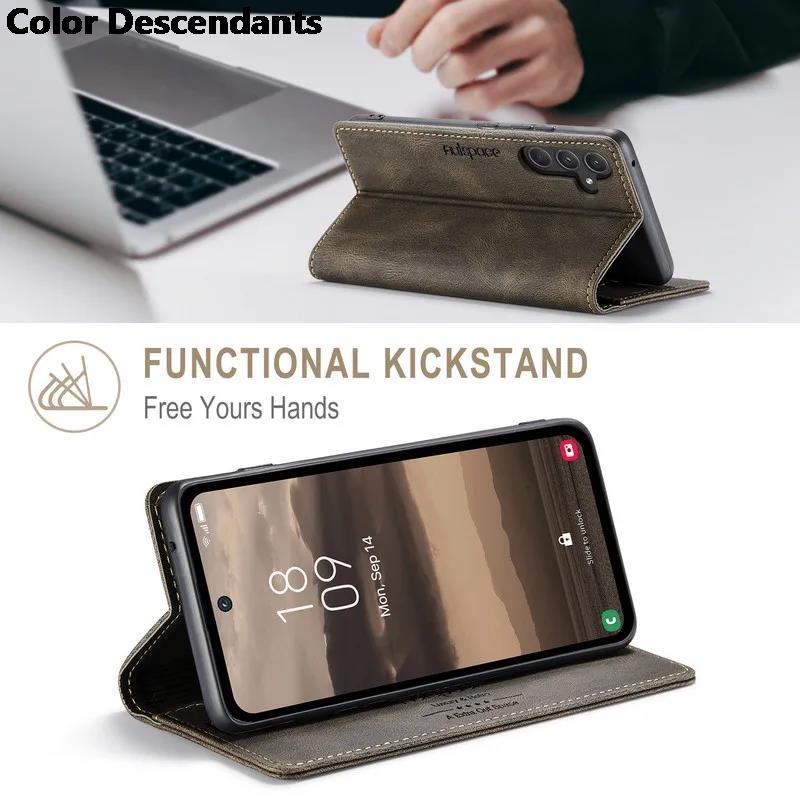 RFID Leather Flip Magnetic Cover For Samsung Galaxy A16 A15 A25 A35 A55 A14 A24 A34 A54 A 04 S A13 A23 A33 A53 A73 Wallet Case