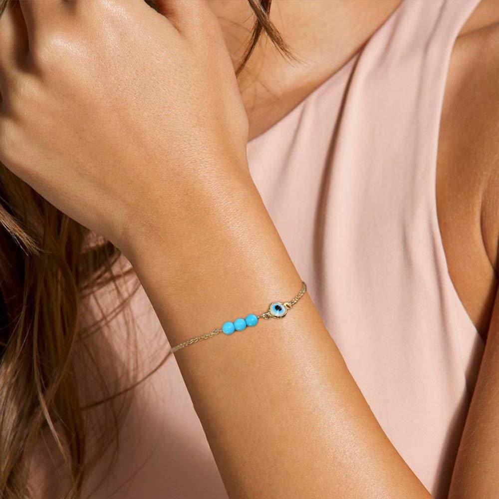 18K Gold Stainless Steel Turquoise Evil Eye Patchwork Bracelet