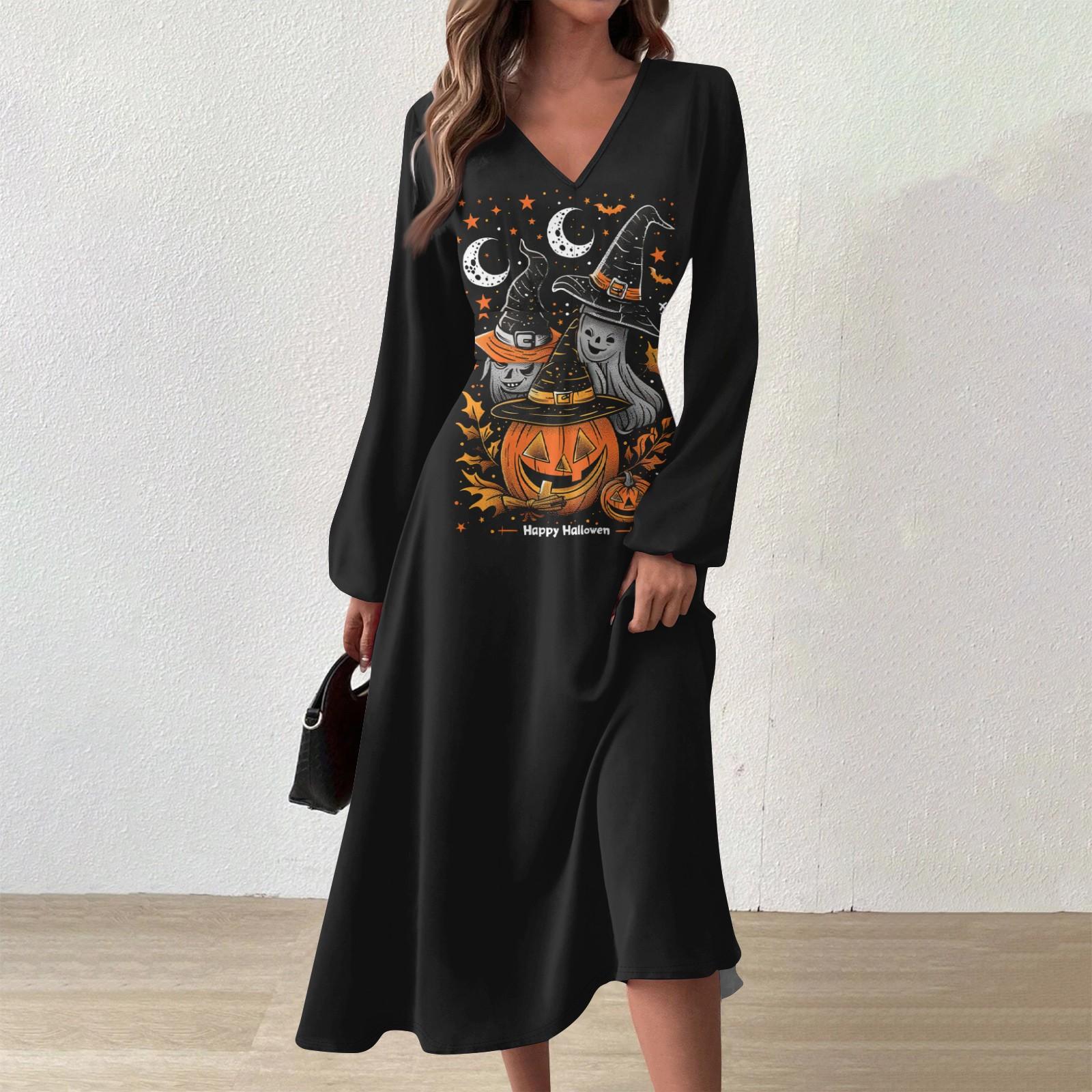 

Жіноча осінньо-зимова повсякденна модна довга сукня з V-подібним вирізом і довгими рукавами XXL