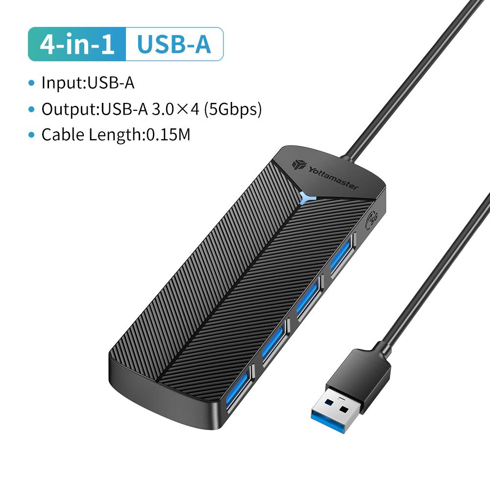

Yottamaster 4-in-1 USB3.0 Hub USB HUB Adapter Type C 5Gbps Expansion Dock Ultra-Slim OTG Adapter For Laptop Desktop PC Tablet USB-A-0.15