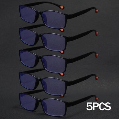 5 Pairs of Men's Reading Glasses Anti Blue Light Glasses Classic Square Frame Unique Design Retro Design Comfortable Fit