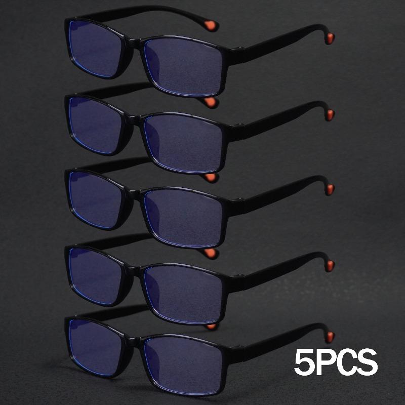 5 Pairs of Simple Men'S Square Reading Glasses Anti Blue Light Reading Eyes Fashion Full Frame Hyperopia Glasses Reading Glasses