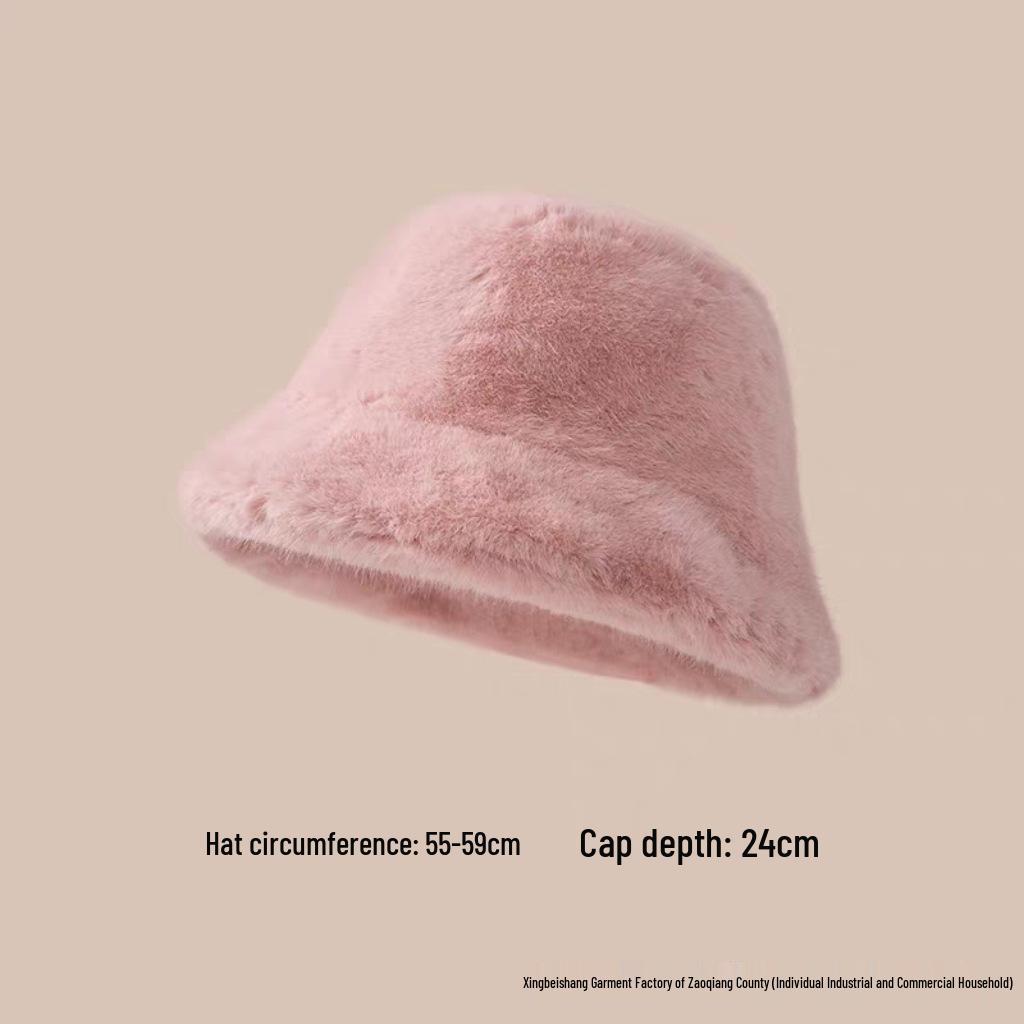 Versatile Winter Faux Mink Fisherman Hat - Thick Plush for Large Head Circumference, Adult Size