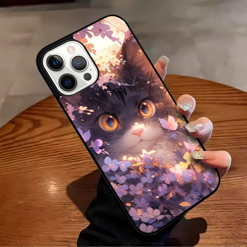 Lovely Flower Cat Animal Pattern Phone Case For iPhone 17 Air 16 15 14 13 12 11 Pro Max Max Plus Bumper Case Cover