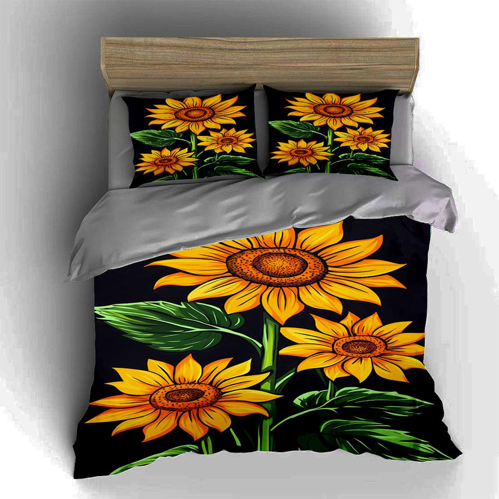 Bright sunflower motif. Bedding Duvet cover sets Duvet covers Pillowcases gifts (1 * Duvet Cover 2 * Pillowcases, without duvet insert)