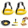 2 pièces Moule à œufs frits, Anneau cuiseur à œufs circulaire avec manche résistant à la chaleur, Anneau à œufs en silicone pour frire les œufs, Moule à œufs pour sandwichs de petit-déjeuner