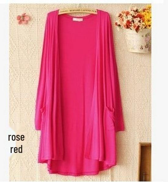 

Женский модальный кардиган на весну/лето - Длинный рукав, средней длины, большого размера, свободный, легкий, защита от солнца для пляжа или комфорта в помещении с кондиционером. One Size