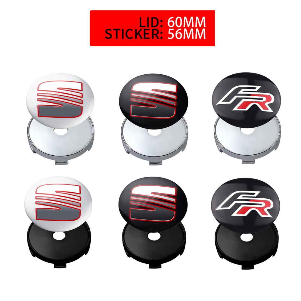 4 ks 56/60 mm Krytky stredových krytov kolies pre auto Náhradné príslušenstvo Pre Seat FR Leon 5f 1p Ibiza 6l 6j Altea Cupra Arosa Ateca