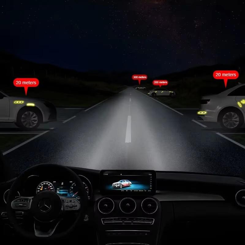 2x Car Reflective Safety Warning Tape Car Reflective Sticker Motorcycle Scooter Night Driving Safety Decal Anime Style Reflector
