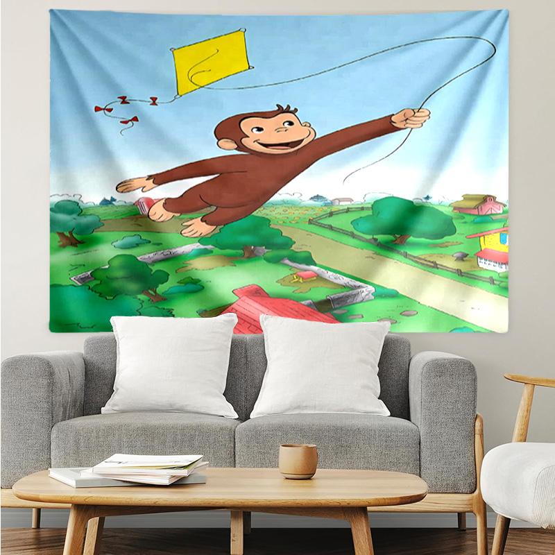 Curious George1 Tapestry for Bedroom Aesthetic Classroom Tapestries Wall Hanging for Living Room Dorm Office,Ideal Creative Gift