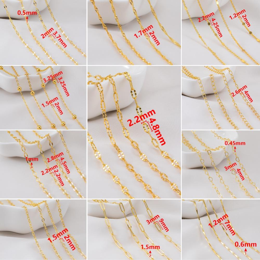 1Meter Copper Basic Chain Gold Plated Cable Curb Link Chains for Necklace Bracelet Handmade Jewelry Making DIY Supply Wholesale