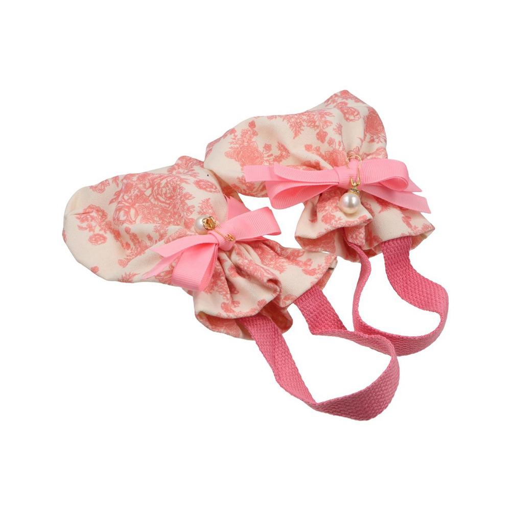 Pearl Pendant Canvas Floral Drawstring Bag Satin Bow Festive Sugar Bag  Festival