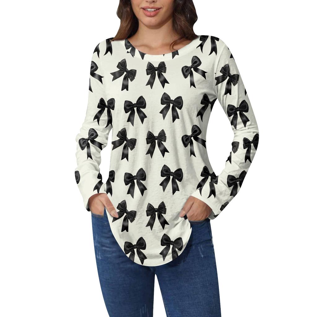 Tee Shirts For Women Fall Casual Long Sleeve Shirts Sweatshirt Vintage Graphic Printing Top Pullover Valentine's Day