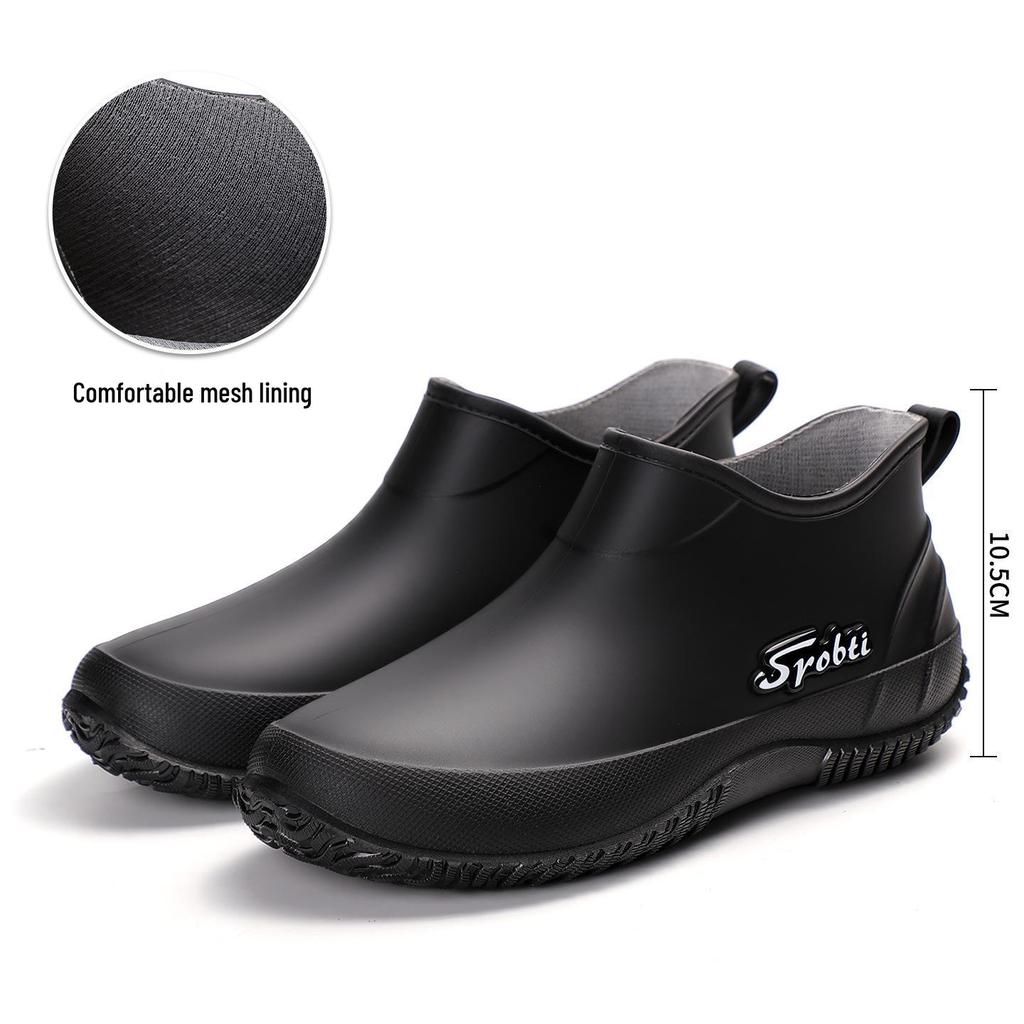 Women's Korean Style Non-slip Cotton Rain Boots - Short, Waterproof, Low-top, Fashionable with Thick Sole