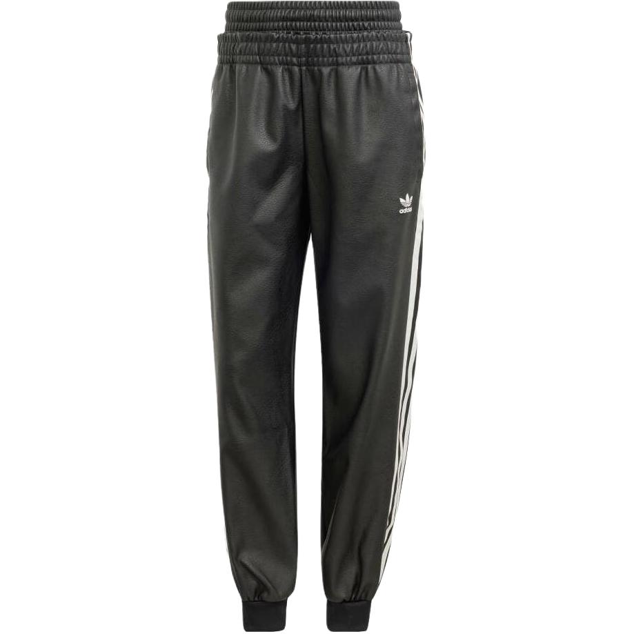 

Adidas Originals Synthetic Leather Sst Casual Pants Striped Mid-Rise Tapered Knit Sports Pants Women Pants Black IJ5022 XS