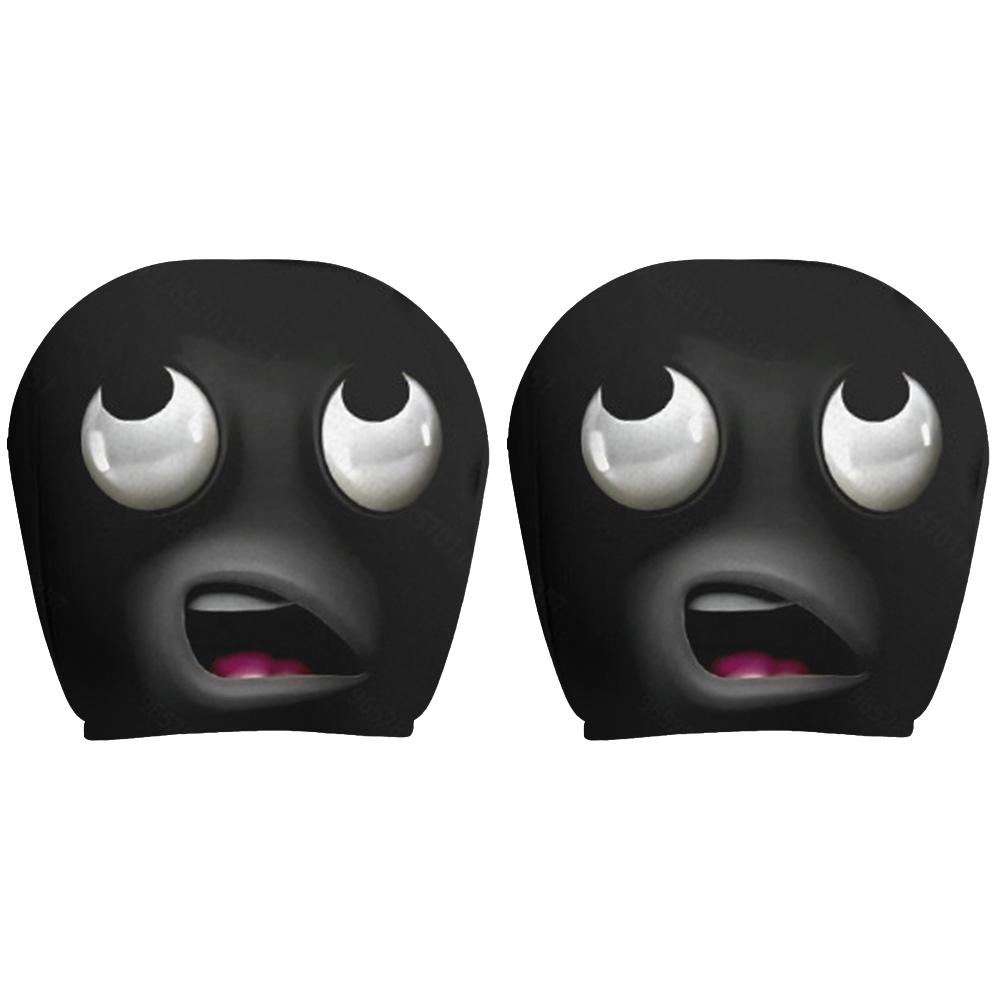 2PCS Funny Halloween Car Headrest Cover Decor Big-eyed Cartoon Print Headrest Cover Creative Car Seat Headcover