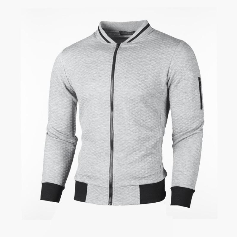 New Style Hoodie with Zipper Stand-up Collar, Men's Casual Plaid Cardigan