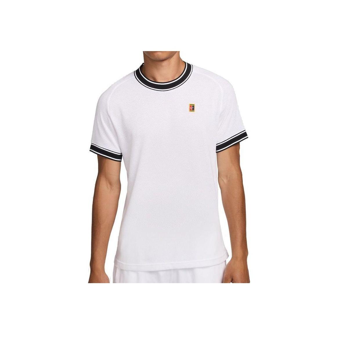 

Nike Striped Logo Pattern Crew Neck Straight Cut Short Sleeve T-Shirt Men Tops White FN0318-101 M
