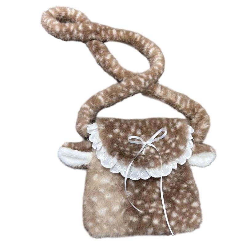 Женские сумочки в форме оленя Плюшевая сумка через плечо Сумочки для телефона Сумки-животные с магнитной застежкой Подарки для любителей оленей 1 1660₽