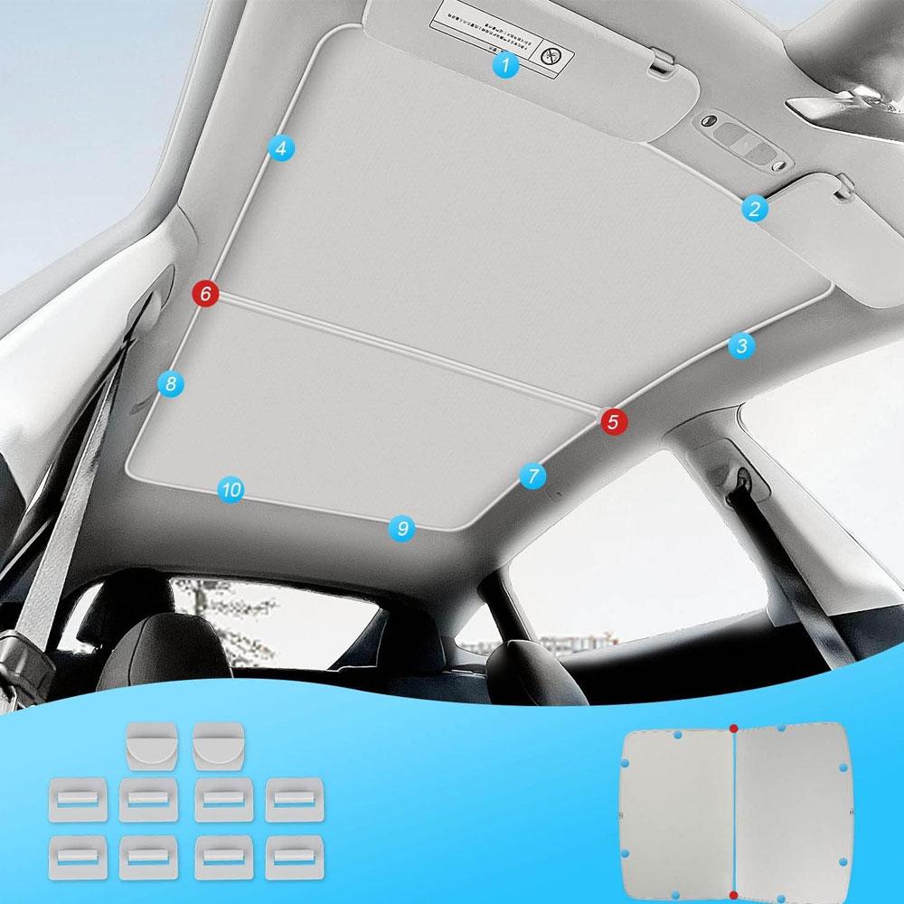 Sun Shades For Tesla Model 3 Highland 2024 Model Y Ice Cloth Buckle Sun Pare Glass Front Rear Sunroof Skylight Accessory Model 3