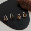 K real gold electroplated silver needle tiger's eye stone gourd stud earrings new Chinese temperament earrings niche design earrings women