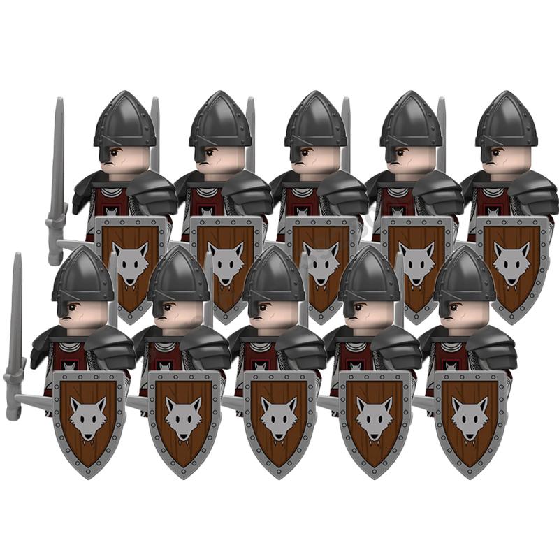 Mittelalterliche Actionfiguren Baustein Burg Miliz Tempelritter Römischer Infanteriesoldat Kreuzritter Spartaner Krieger Ziegelstein