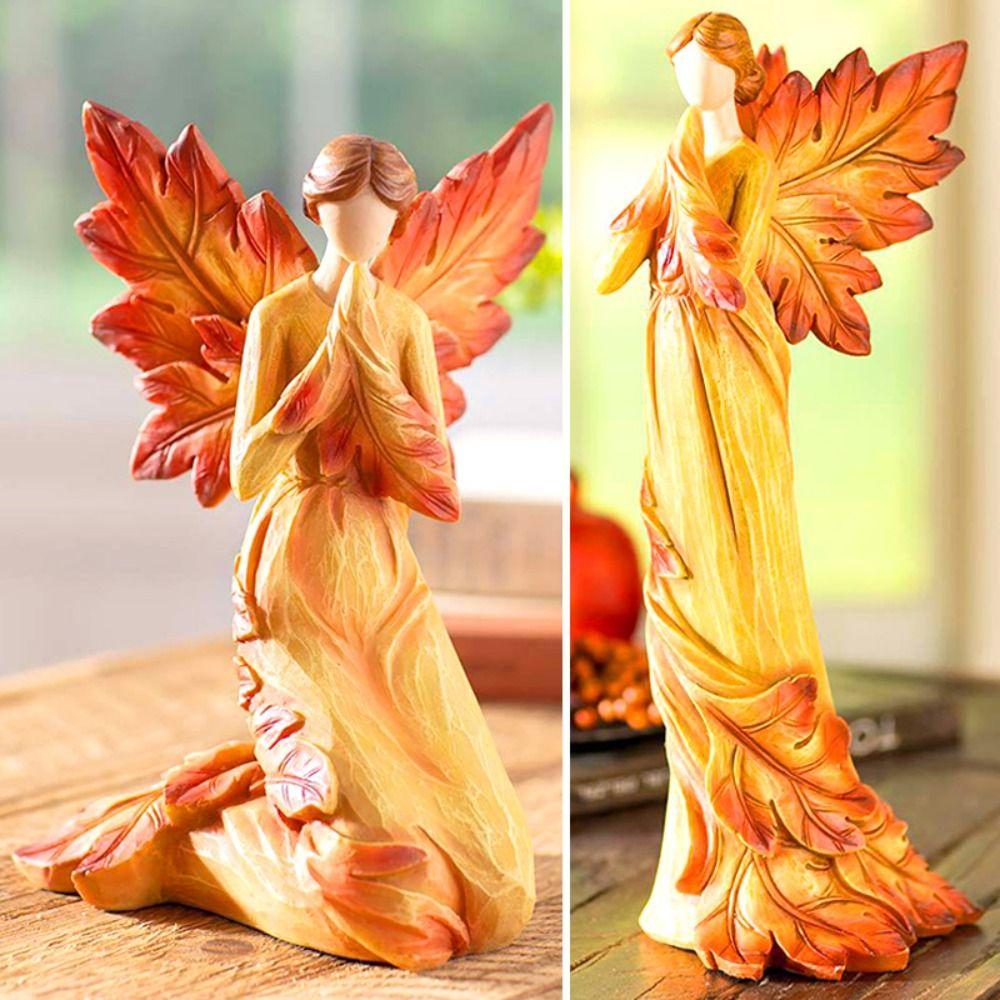 

Maple Leaf Maple Leaf Angel Statue Resin Angel Wing Figurines Modern Office