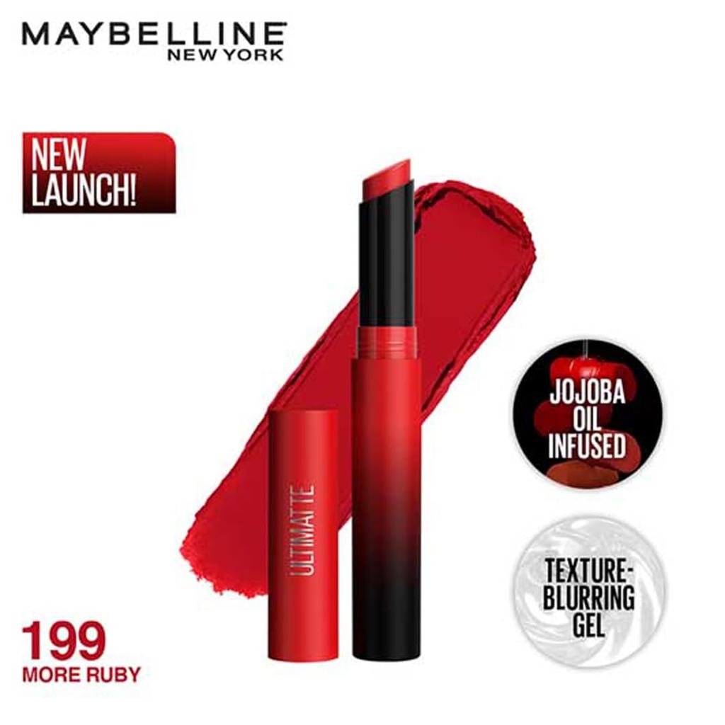 Maybelline New York Color Sensational Ultimattes Lipstick 199 More Ruby Matte Bold Long-Lasting 1.7g