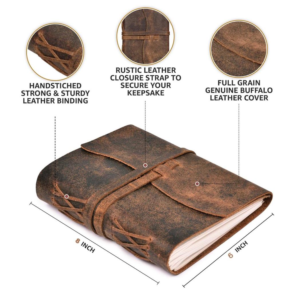 LEATER VILLAGE Vintage Leather 20x15 Brown 240 Pages of Lined Paper Perfect for and Personal Use Premium College Lined Notebook for Men and Women X 6