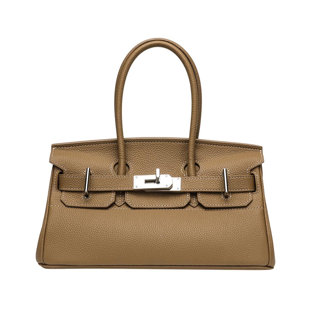 Top Layer Cowhide Togo Leather Horizontal Platinum Bag Leather Women's Bag 5 Large Capacity Commuter Tote Bag Shoulder Crossbody Bag