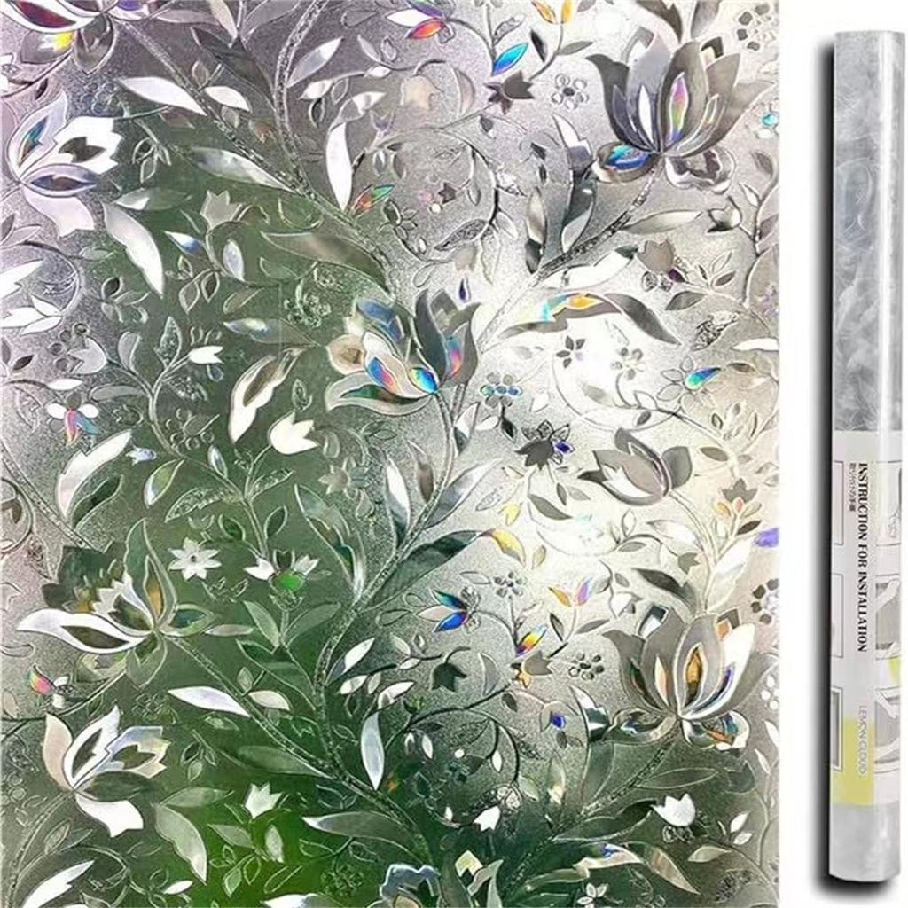 3D antistatické samolepky na sklo Dekorace na sklo Neprůhledné květinové samolepky Home Windows vinylové samolepky samolepky Duhové samolepky