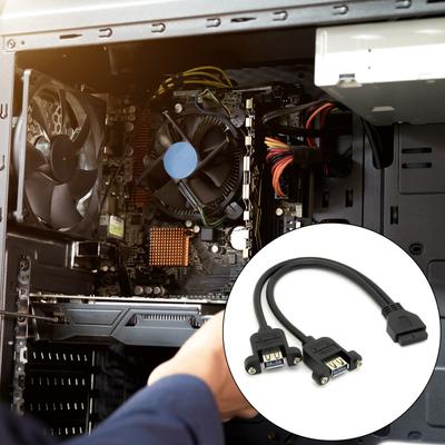 USB3.0 Dual Port A Female Screw Mount Type To Motherboards 20pin Header Cable for Fast Data Transfer Up To 5Gbps