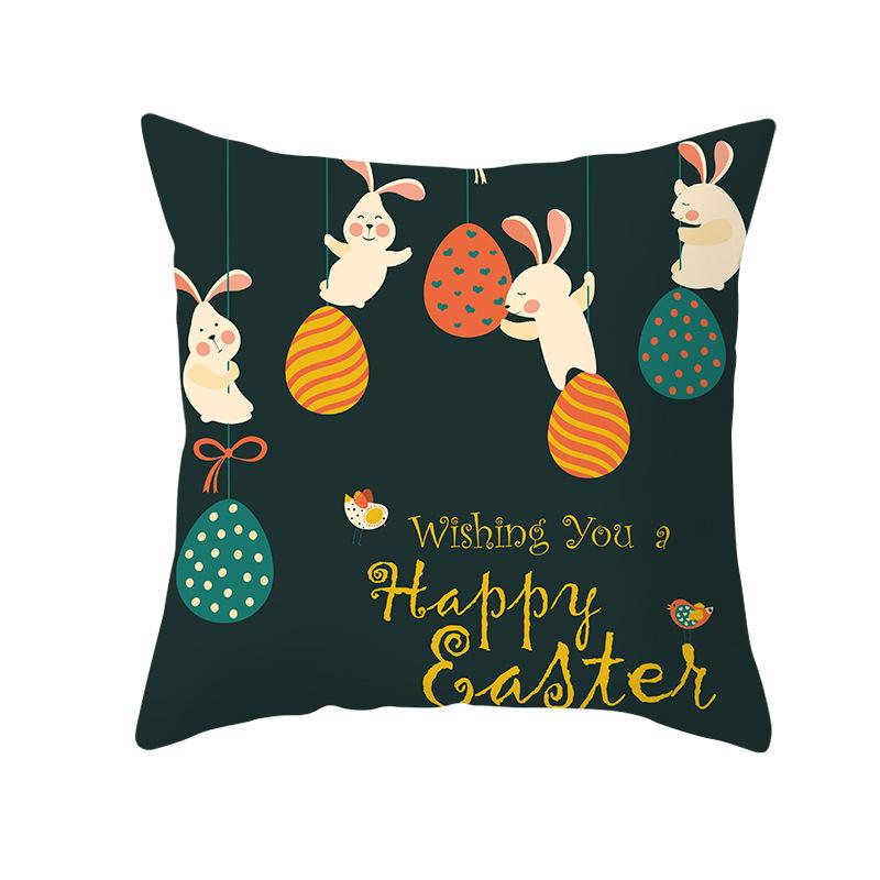 Easter Cartoon Cute Rabbit Digital Printing Short Plush Pillow Covers Decorative for Car Sofa Office Cushion Cover Home Goods