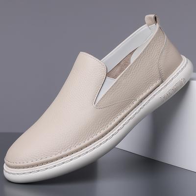 Die erste Schicht Rindsleder Sommer Herren Echtlederschuhe, ein Pedal, weiße Schuhe, weiche Sohlen, weiche Oberflächen, lässige Mode Doudou Schuhe