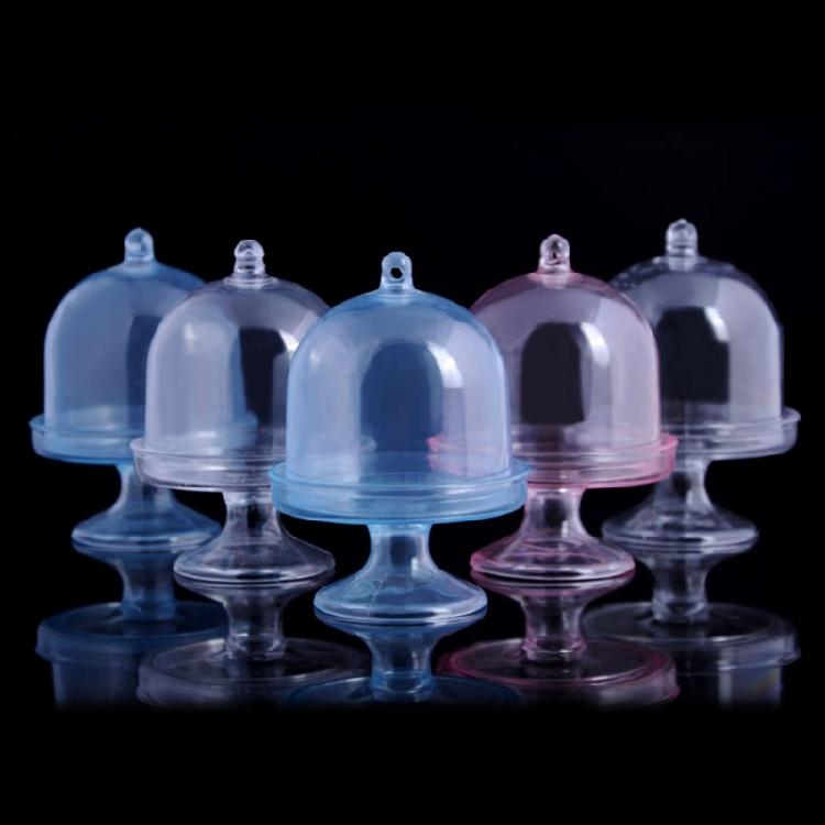 Clear Plastic Dessert Cup Cake Tray Candy Box Cake Plate with Lid Set of 12pcs