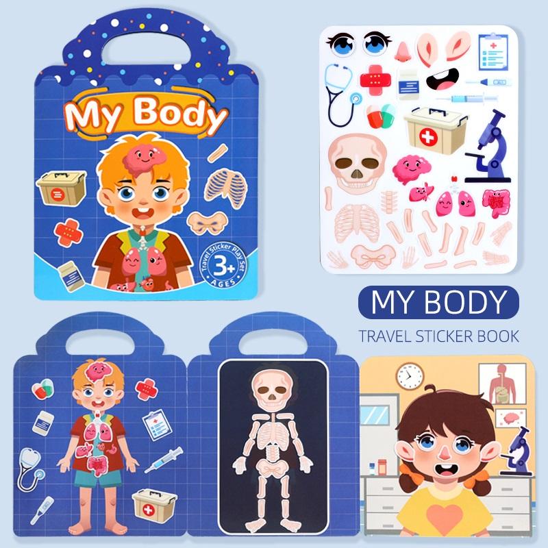 Children's Portable Quiet DIY Reusable Sticker Book Busy Jelly Paste Sticker Multi-scene Bubble Sticker Toys for Fun Learning