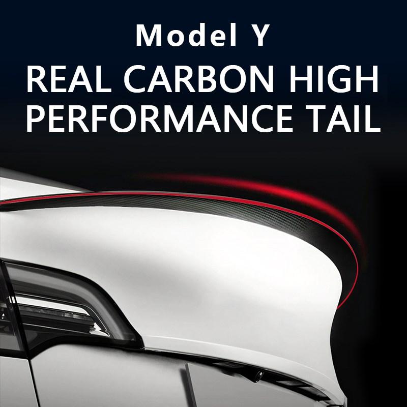 For Tesla Model Y Rear Trunk Spoiler 100% Real Carbon Fiber Red Line For Tesla Model Y 2021-2022 Wings 2023 Auto Accessories