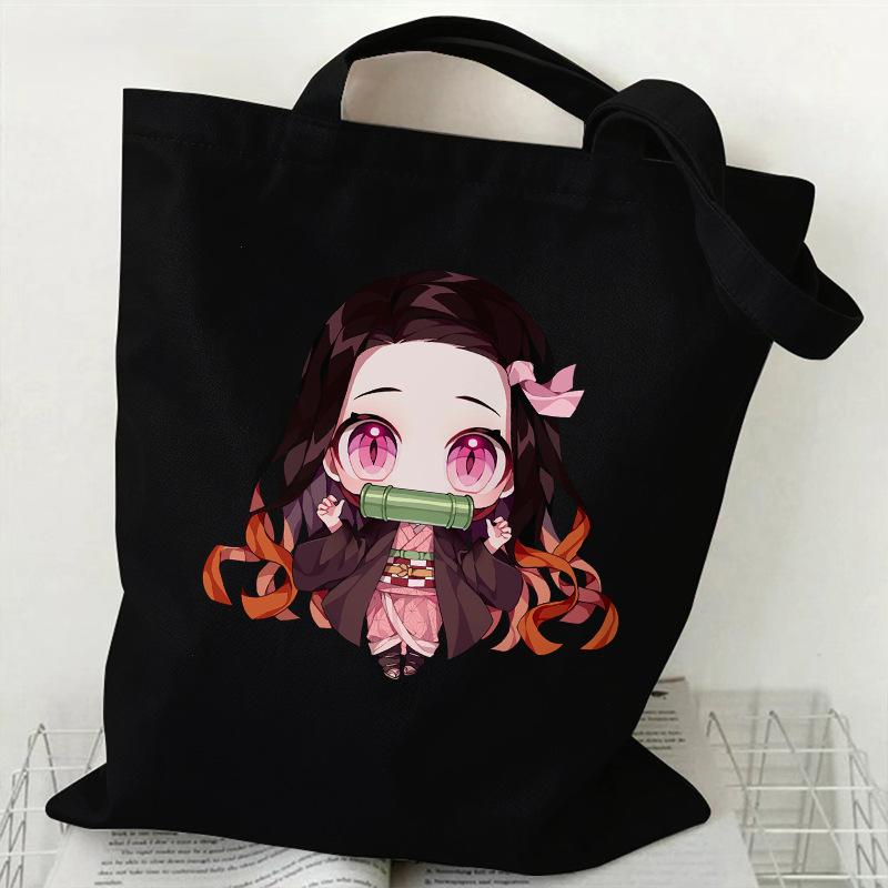 Japan cartoon comics Nezuko Kamado Demon Slayer Print Canvas Bag Stylish Women's Handbag Large Capacity Casual Shoulder Bag 7561 KTB