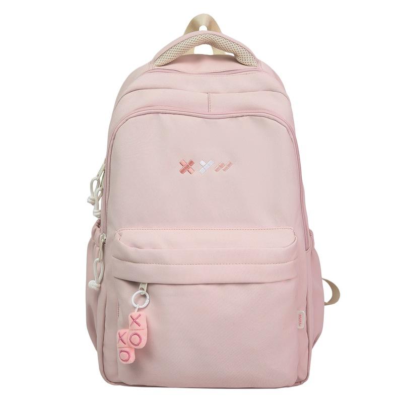 Schoolbag Backpack Korean Version Solid Color College Style Fresh and Sweet Backpack Campus Class Large Capacity Student Schoolbag