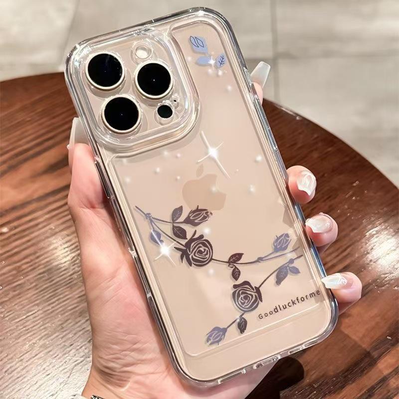 

Чехол-накладка из мягкого материала с розой из стразов для iPhone 17 Pro Max/16e/15 Pro/14 Air/13 iPhone 17air