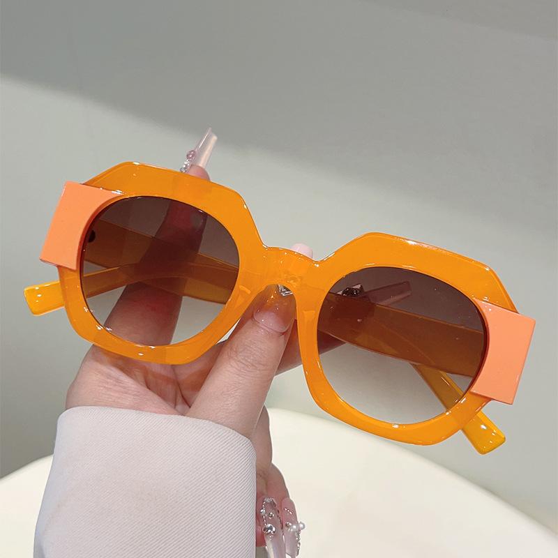 Wind Personality Round Frame Color Matching Fashion Sunglasses With The Same Street Shot Thin Summer Sunglasses