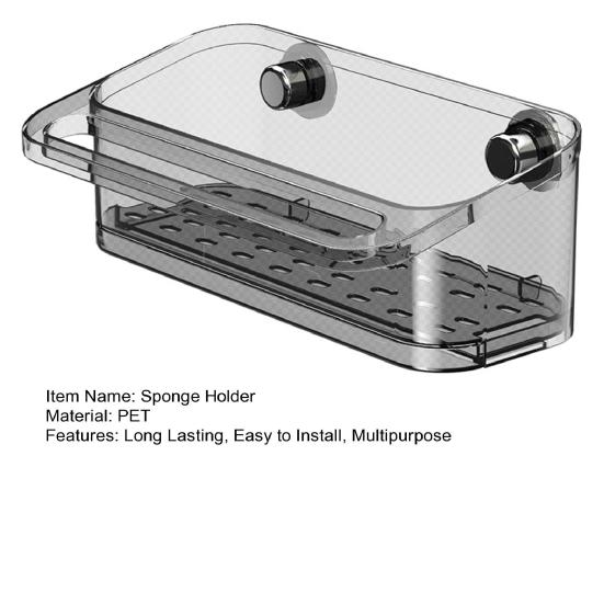 Kitchen Sink Organizer Drain Rack with Suction Cup Strong Load-bearing Simple Installation Self-draining Shelf Sponge Holder