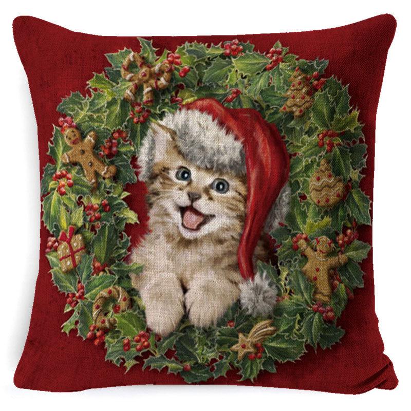 Printed Linen Pillow Cover Decoration Home Cartoon Animal Sofa Cushion Cover Cartoon Animal Print