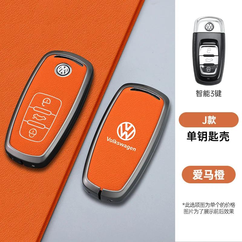 

VW GTI GOLF 2026 Hot For VW VOLKSWAGEN Zinc Alloy Leather Car Key Case Cover Holder Shell Fob For VW Tiguan Touran Caddy Beetle