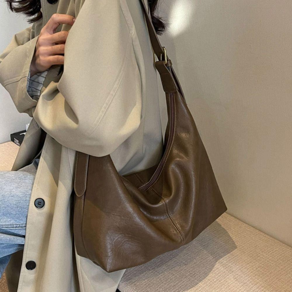 Tote Bag Large Capacity Handbag Korean Style Underarm Packs Casual Retro PU Tote Bag  Outdoor