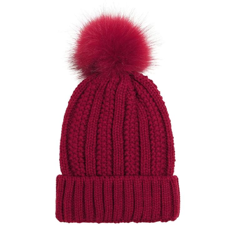 Fashion Solid Color Knitted Hat Pompom Thick Casual Simple Fall Winter All-match