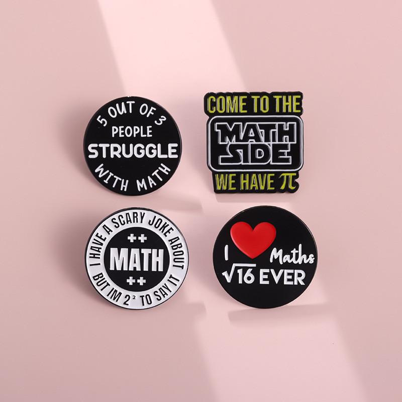 Academic Math Creative Series Cartoon Brooches Unique Metal Pins For Gifts Students