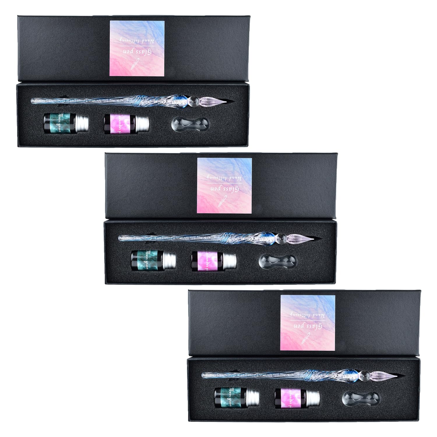 

Fourcart Милі ручні скляні вироби Ручка CBL кожен кольору Мохово-зелений та Набір з 3 штук [Скляний Твіст] 2-колірний (1 Лаванда)