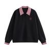 Women's Spliced Fake Two-Piece Embroidered Sweatshirt